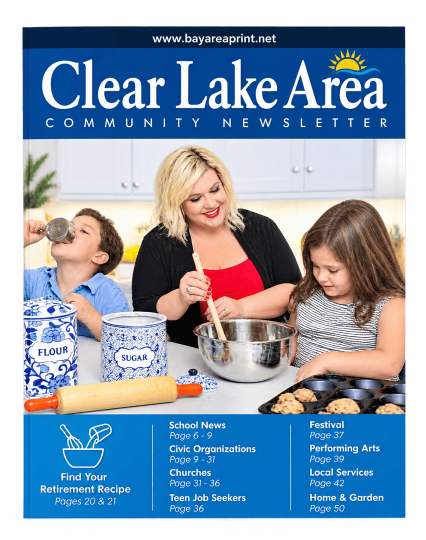 Clear Lake Area Community Newsletter September 2022 cover featuring Summer A. Roberts and family