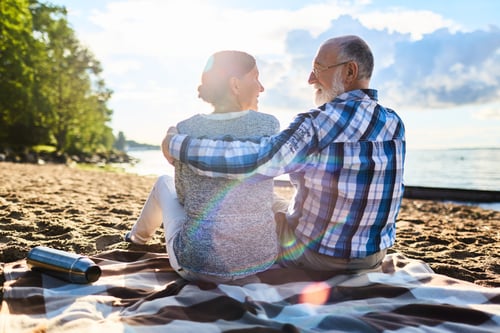 Couple sitting on a beach